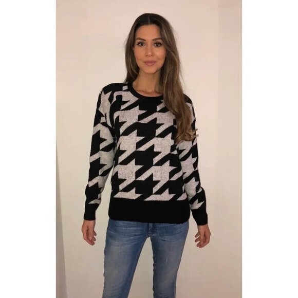 Wallis Sweaters - Brand New Wallis Monochrome Houndstooth Jumper Sizes 10-